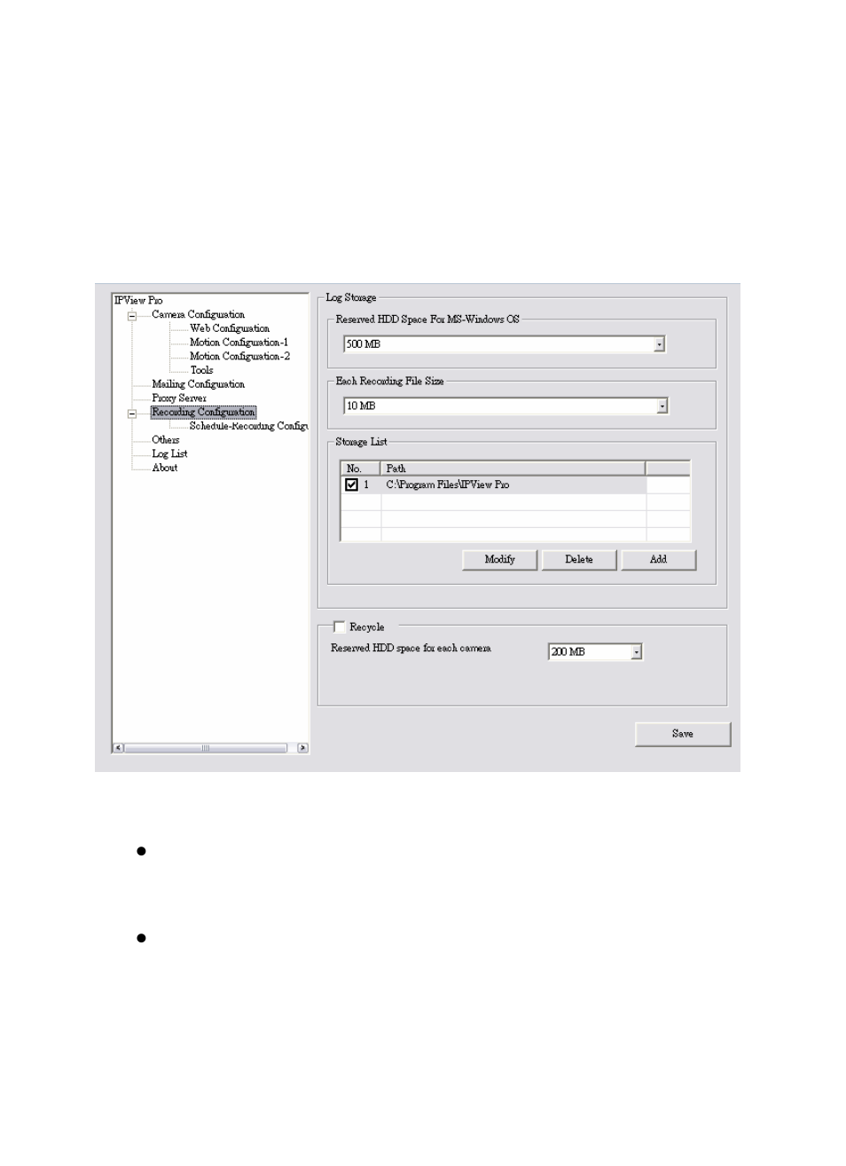 Recording configuration | Planet Technology Internet Camera ICA-110W User Manual | Page 75 / 108
