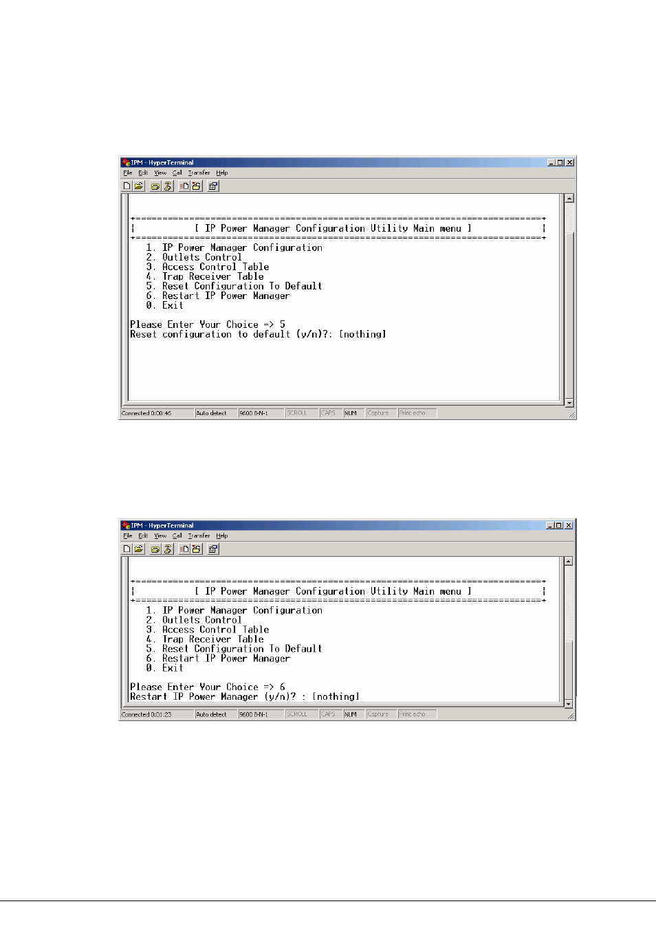 6 reset configuration to default, 7 restart ip power manager, Eset | Onfiguration, Efault, Estart, Ower, Anager | Planet Technology 8-Port IP Power Manager IPM-8002 User Manual | Page 27 / 57