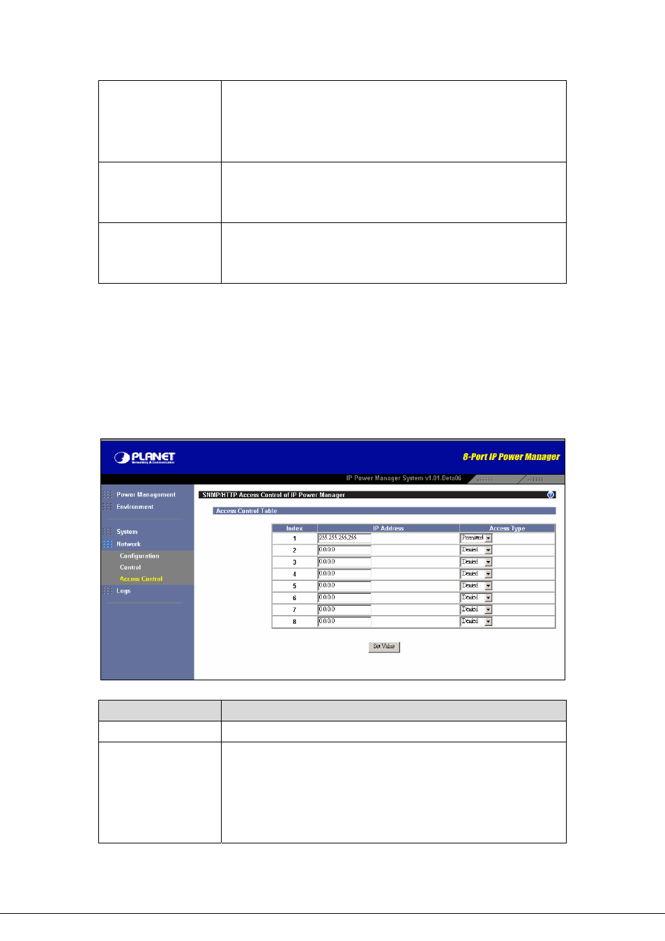 3 access control, Access control | Planet Technology 8-Port IP Power Manager IPM-8002 User Manual | Page 47 / 57