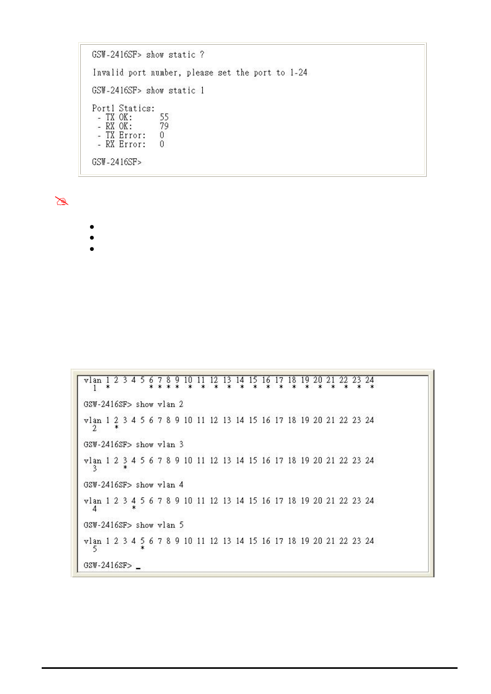 3 show vlan [n | Planet Technology GSW-2416SF User Manual | Page 17 / 54