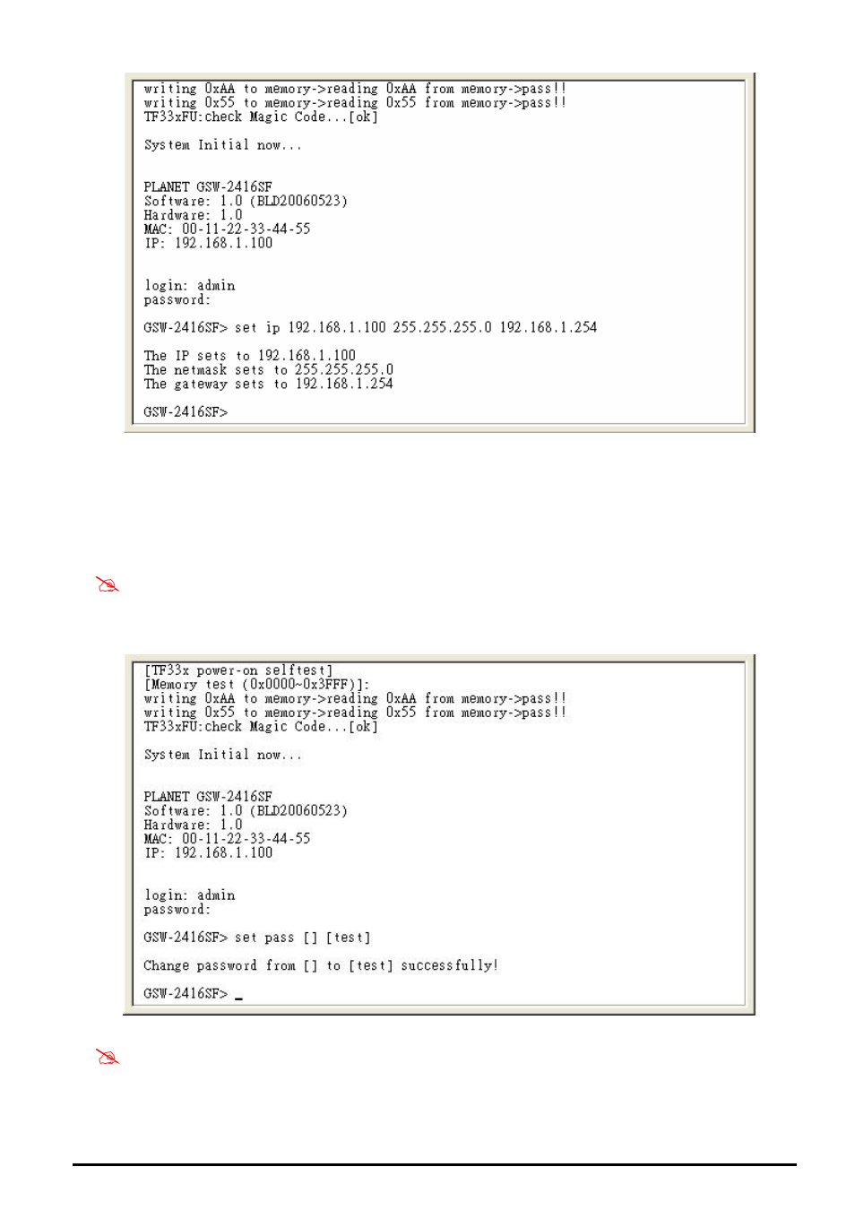 10 set pass | Planet Technology GSW-2416SF User Manual | Page 29 / 54