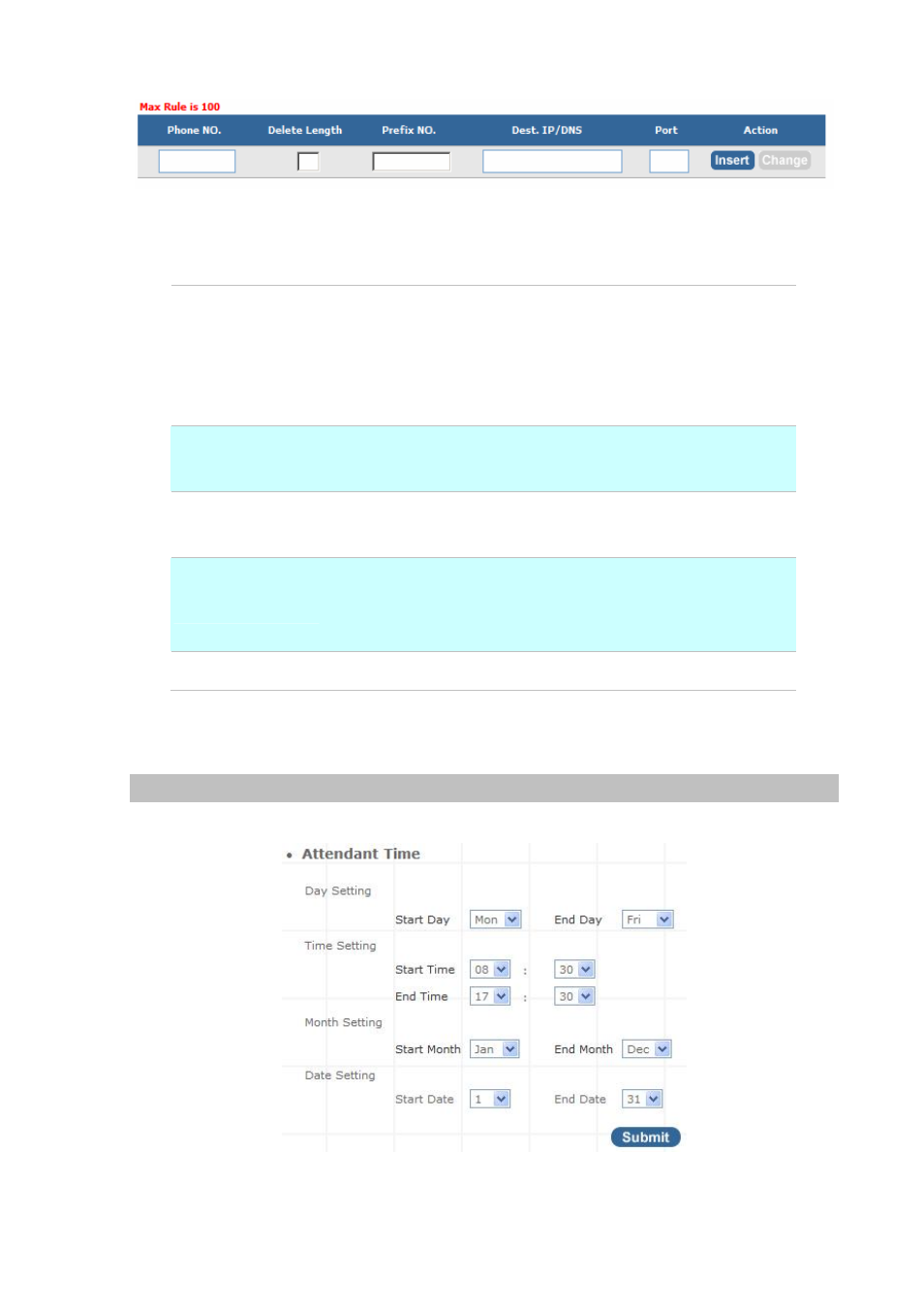 Time rules | Planet Technology Internet Telephony PBX System IPX-300 Series User Manual | Page 22 / 68