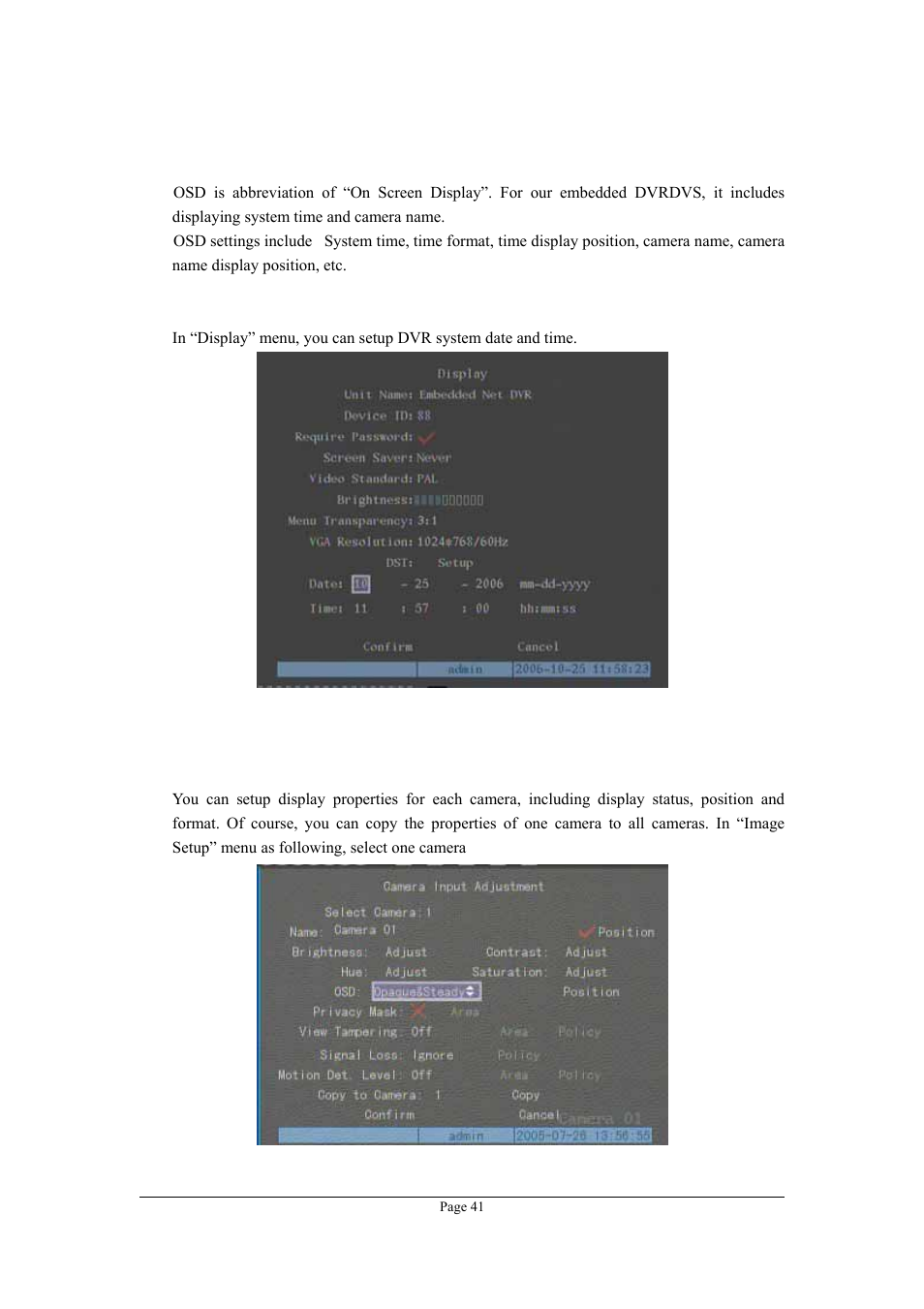 5 osd setup, Osd setup | Planet Technology DVR-1670 User Manual | Page 41 / 99