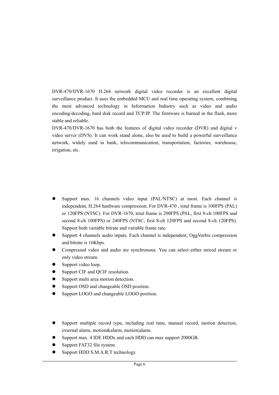 Chapter1 product introduction, 1 summary, 2 features | Chapter1, Product introduction, Summary, Features | Planet Technology DVR-1670 User Manual | Page 6 / 99