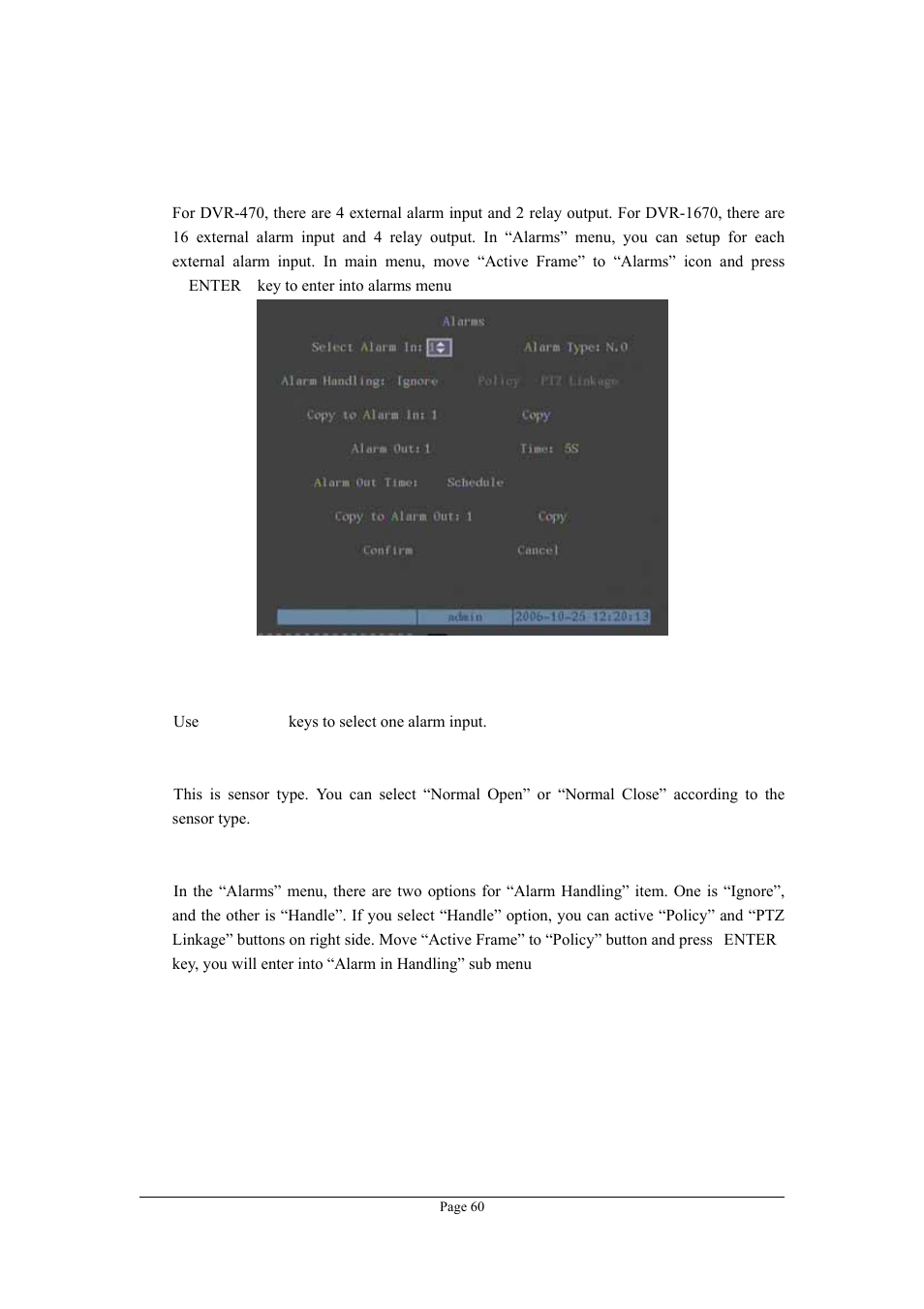 13 external alarm input and relay output, External alarm input and relay output | Planet Technology DVR-1670 User Manual | Page 60 / 99