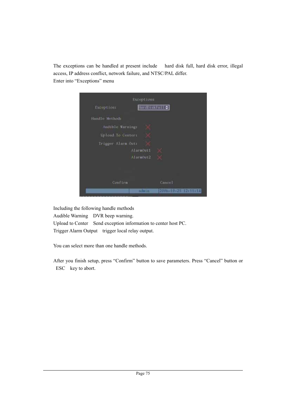17 exceptions, Exceptions | Planet Technology DVR-1670 User Manual | Page 75 / 99