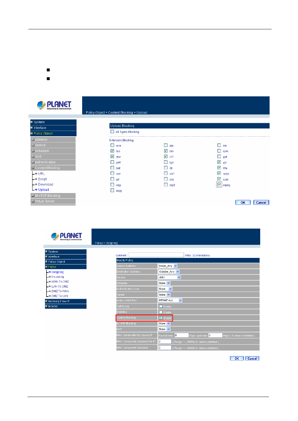 4 upload blocking | Planet Technology MH-2001 User Manual | Page 102 / 297