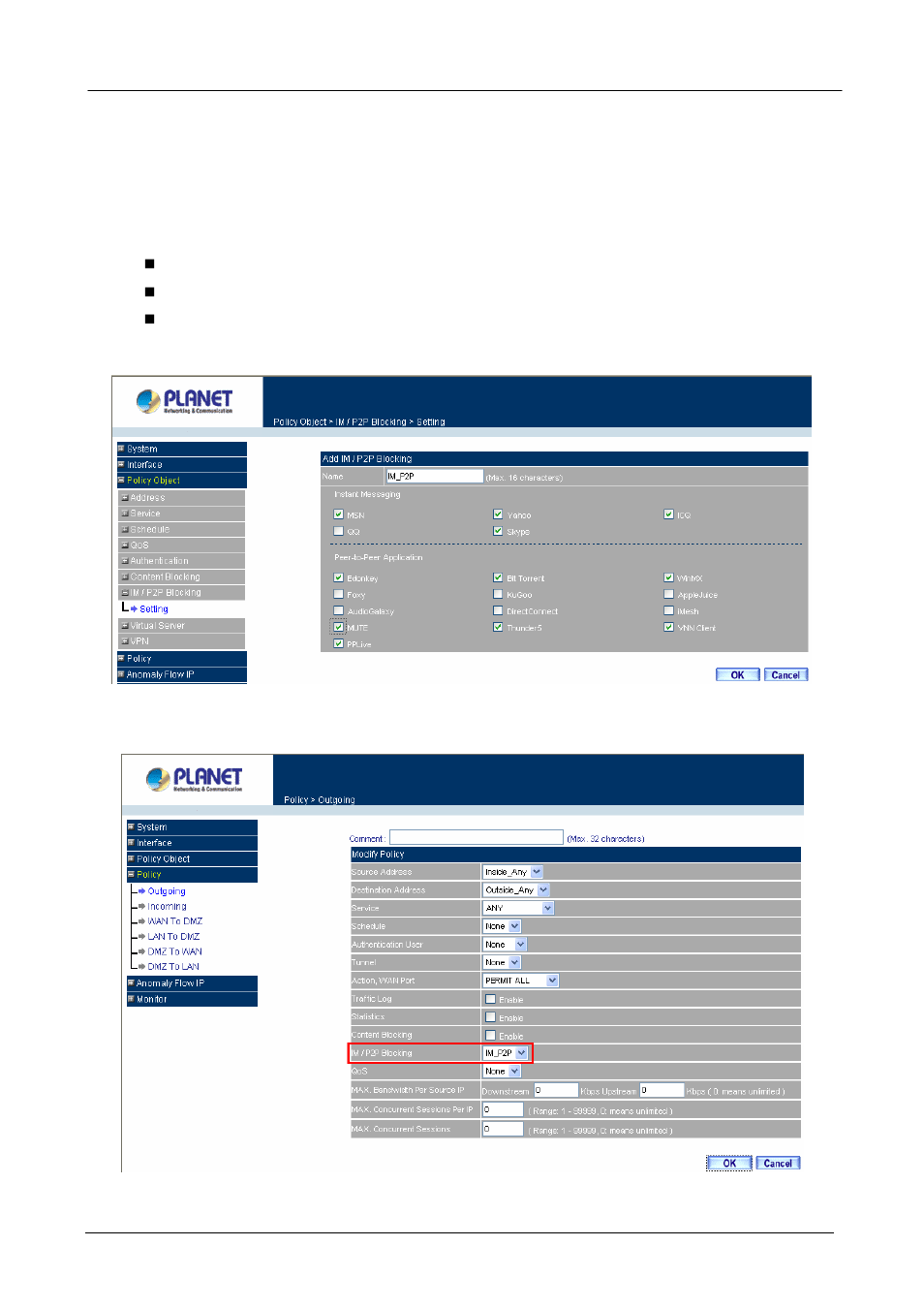 7 im/p2p blocking, Im/p2p, Locking | Planet Technology MH-2001 User Manual | Page 103 / 297