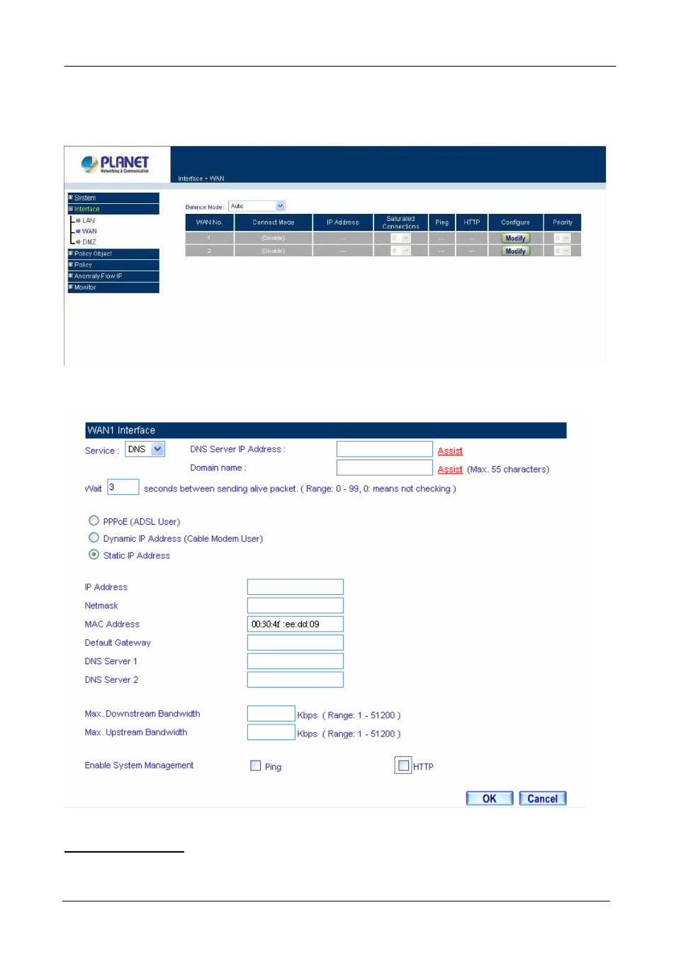 2 configure wan 1 interface, Onfigure, Interface | Planet Technology MH-2001 User Manual | Page 15 / 297