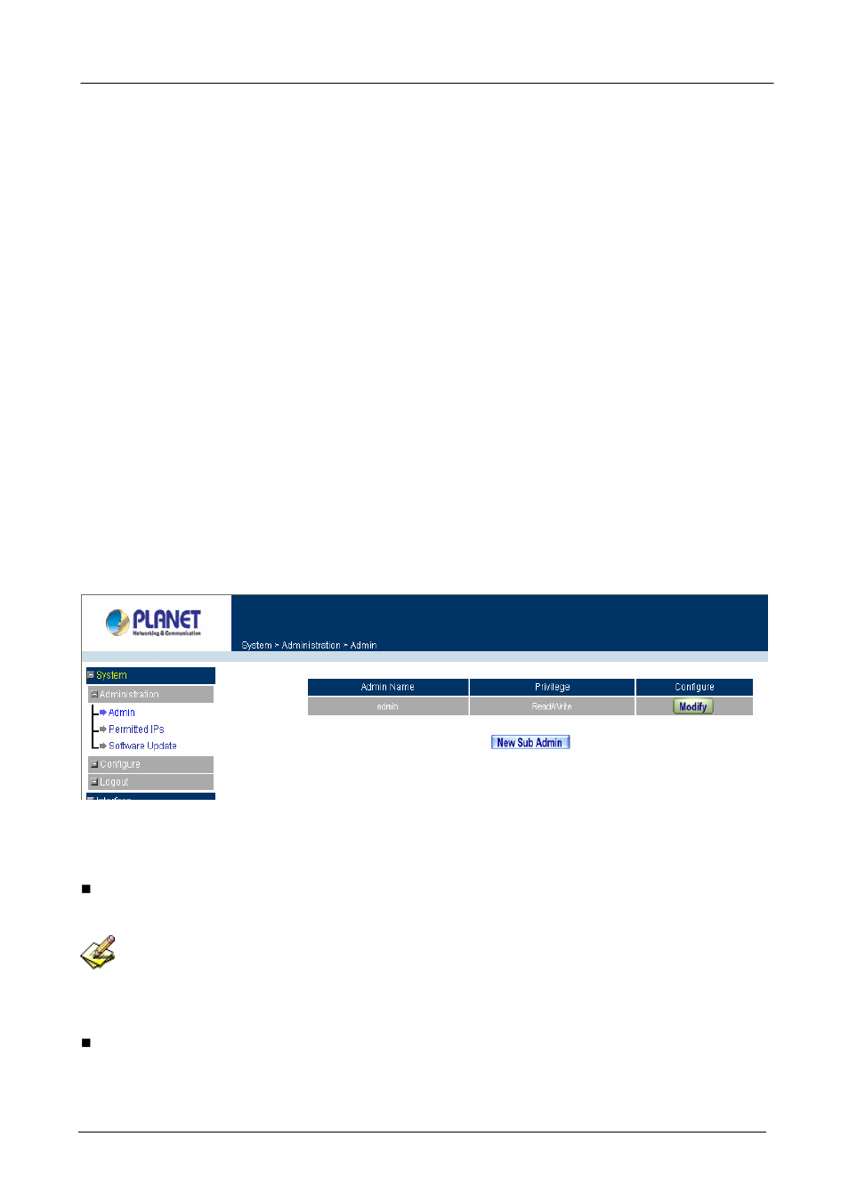 Chapter 4: system, 1 administration, 1 admin | Dministration | Planet Technology MH-2001 User Manual | Page 19 / 297