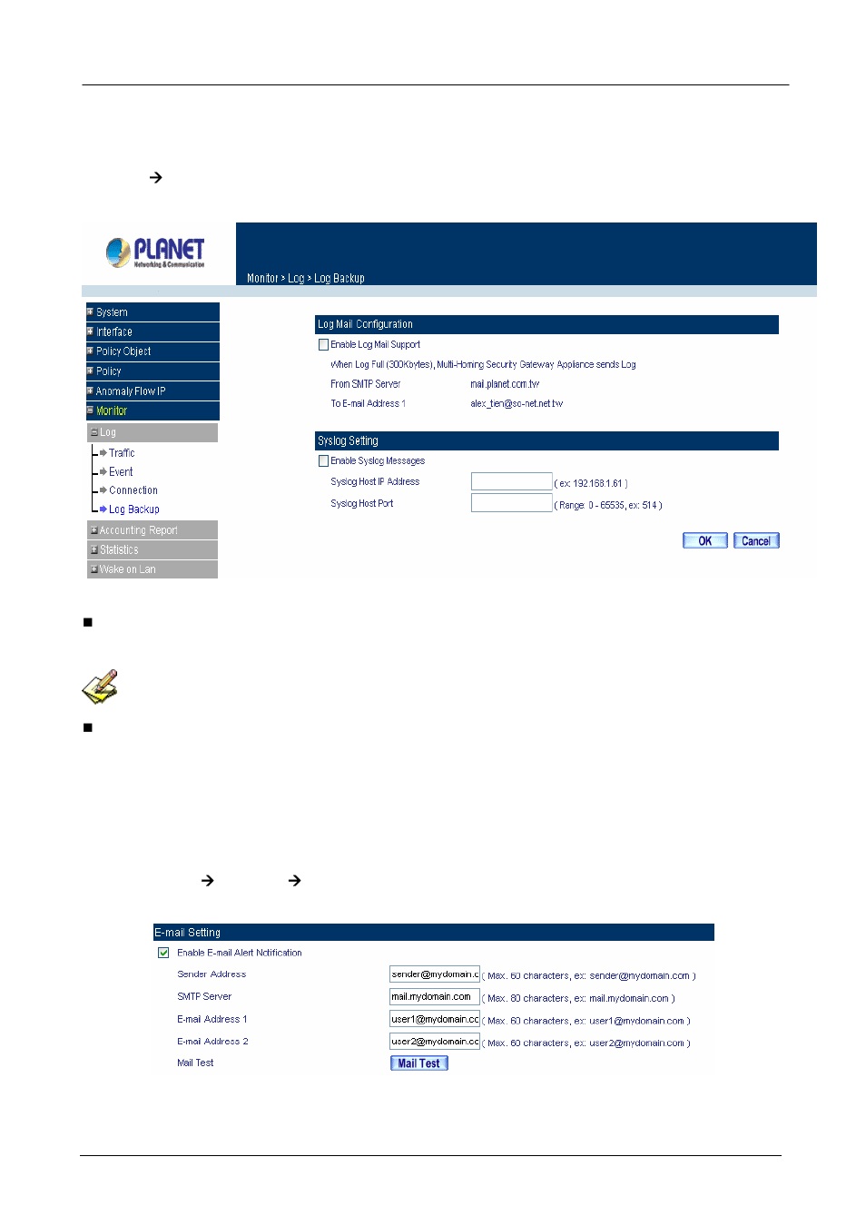 4 log backup | Planet Technology MH-2001 User Manual | Page 274 / 297