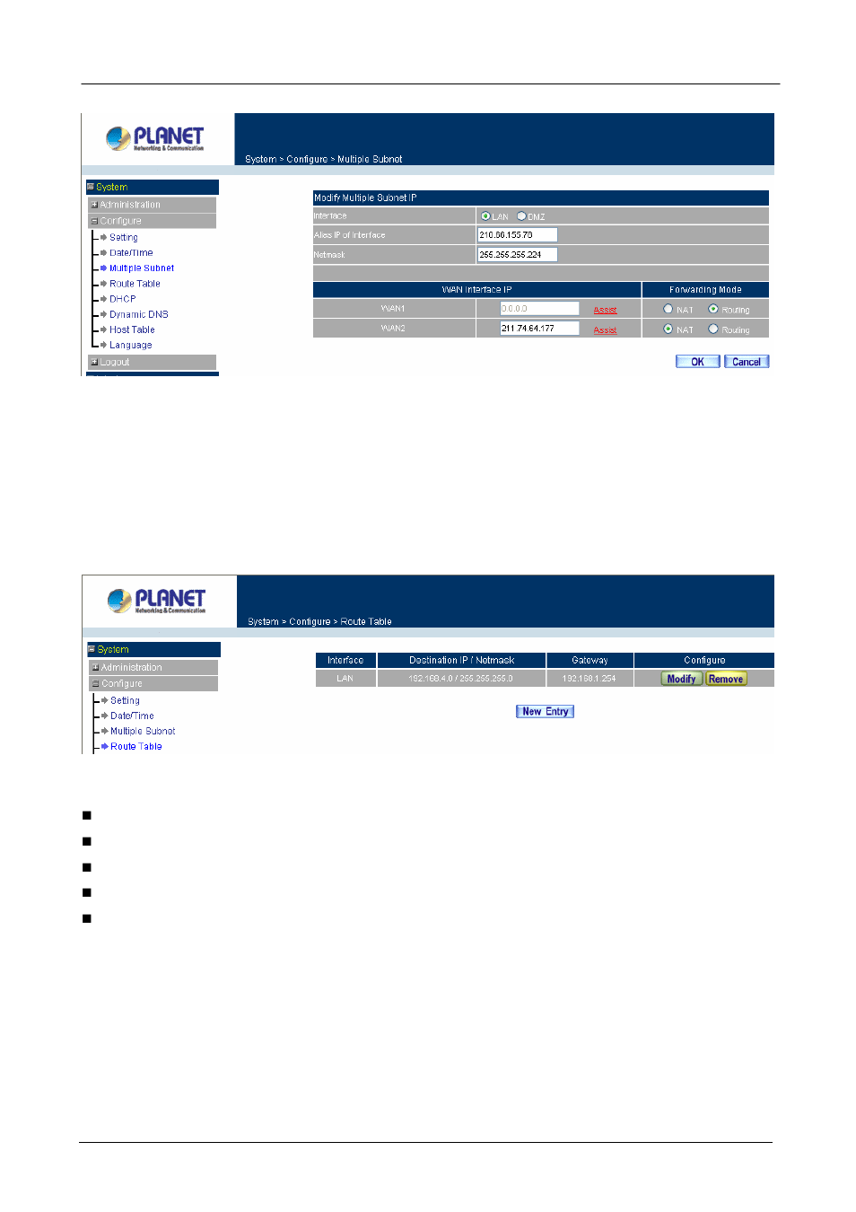 4 route table | Planet Technology MH-2001 User Manual | Page 34 / 297