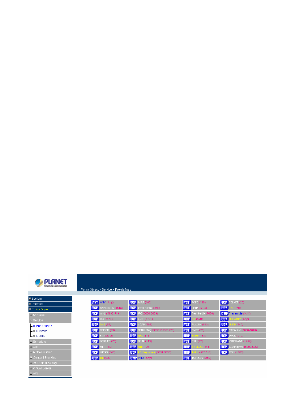 2 service, 1 pre-defined, Ervice | Planet Technology MH-2001 User Manual | Page 62 / 297