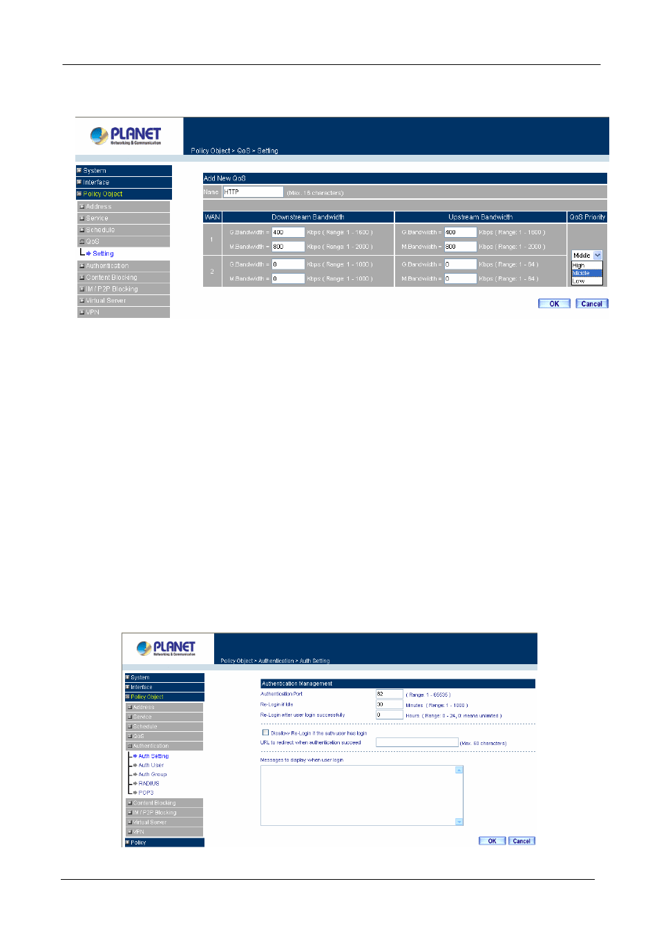 5 authentication, 1 auth setting, Uthentication | Planet Technology MH-2001 User Manual | Page 69 / 297