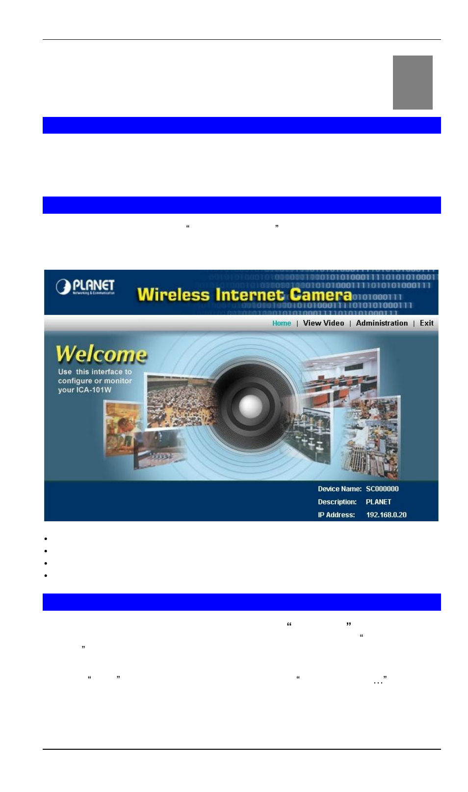 Chapter 4 web user interface, Introduction, Login | View video, Web user interface, Chapter 4 | Planet Technology ICA-101W User Manual | Page 16 / 40