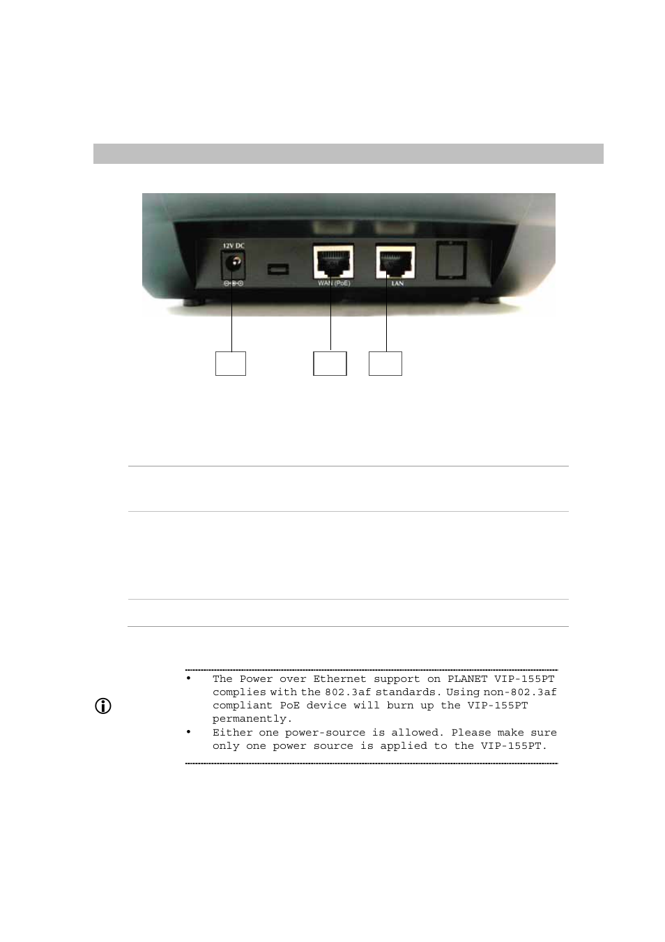 Rear view, Hint | Planet Technology VIP-155PT User Manual | Page 10 / 61