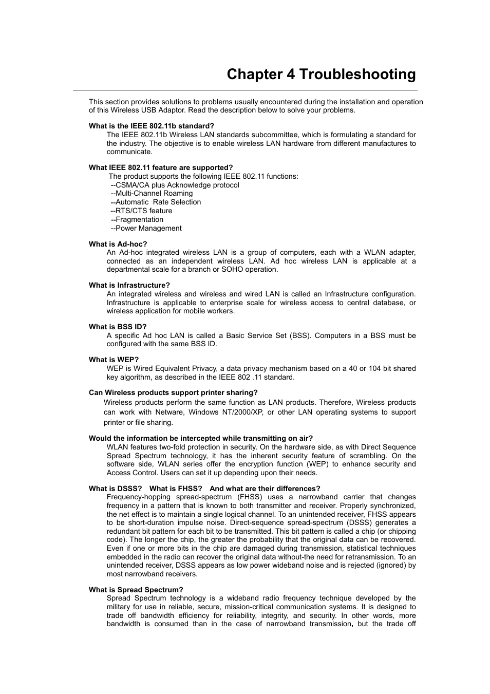 Chapter 4 troubleshooting | Planet Technology Wireless USB Adapter WL-U350 User Manual | Page 19 / 20