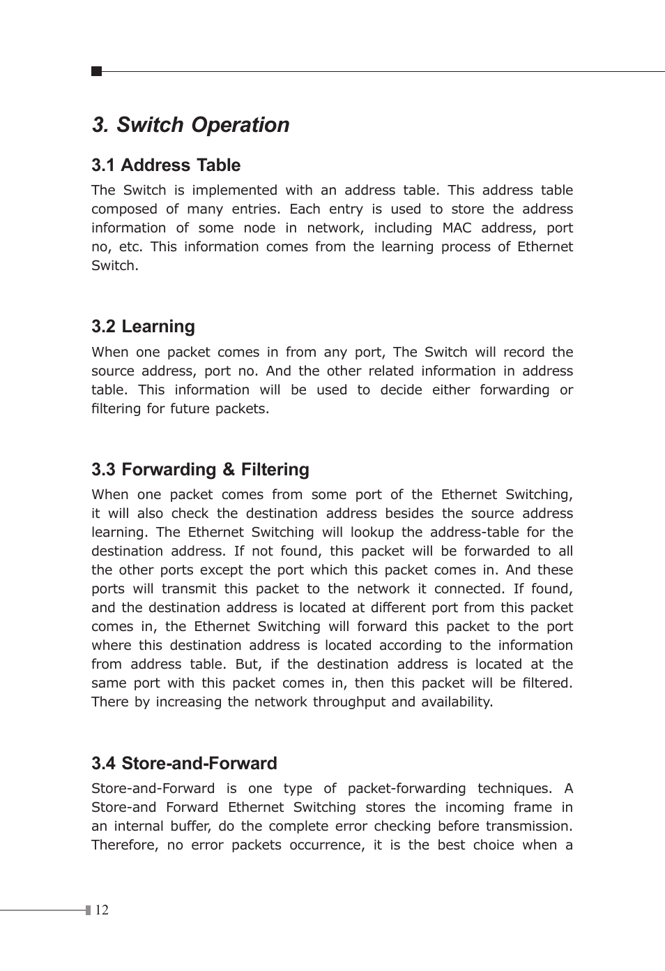 Switch operation | Planet Technology GSD-800 User Manual | Page 13 / 18