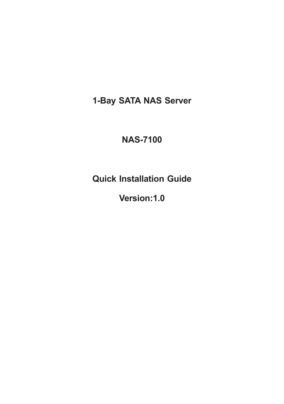 Planet Technology 1-Bay SATA NAS Server NAS-7100 User Manual | 12 pages