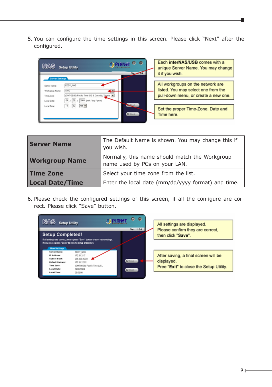 Planet Technology 1-Bay SATA NAS Server NAS-7100 User Manual | Page 9 / 12