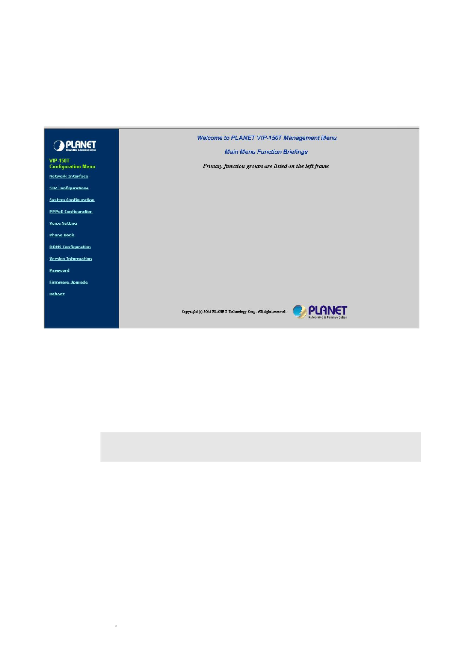 Step 3. enter the web interface main screen, Step 4. start to configure | Planet Technology VIP-150T User Manual | Page 18 / 49