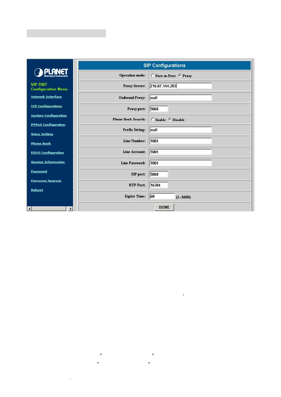 Sip configurations | Planet Technology VIP-150T User Manual | Page 22 / 49