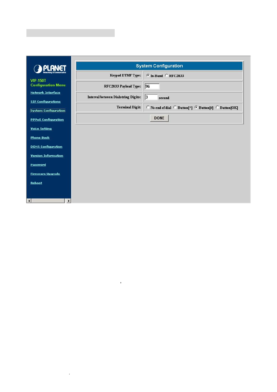 System configuration | Planet Technology VIP-150T User Manual | Page 24 / 49
