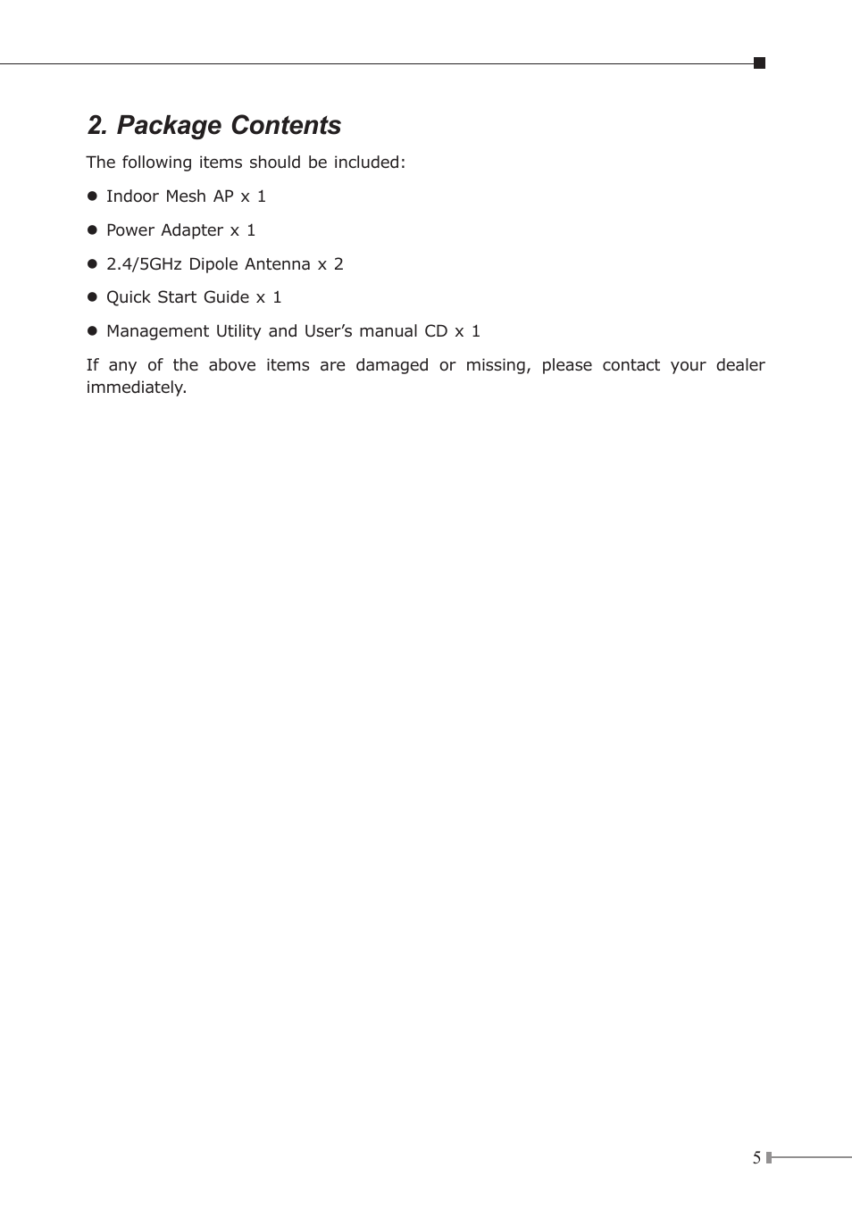 Package contents | Planet Technology MAP-3120 User Manual | Page 5 / 12