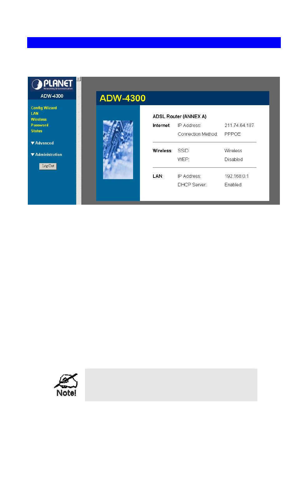 Home screen | Planet Technology ADW-4300A User Manual | Page 18 / 87