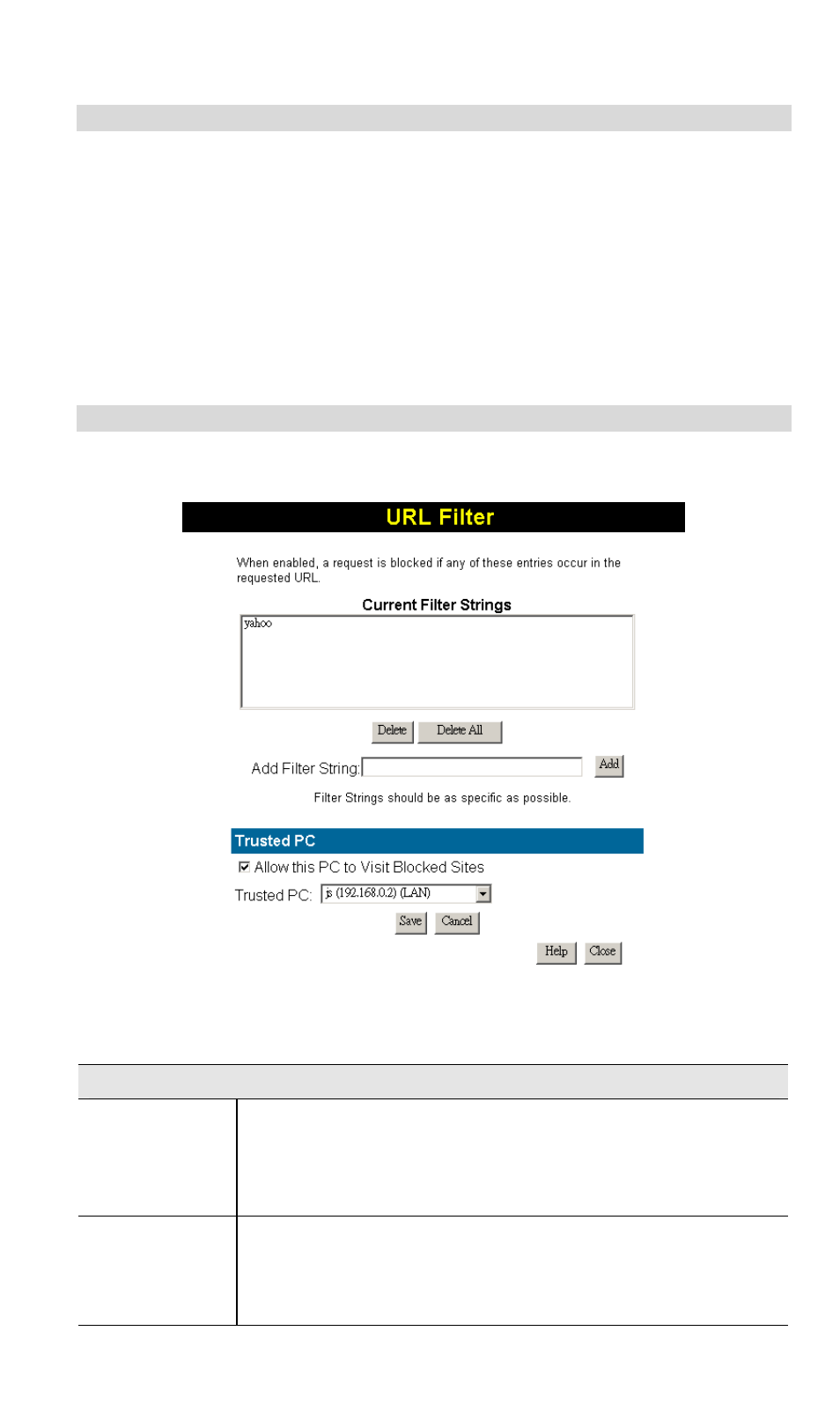 Url filter, Url filter screen | Planet Technology ADW-4300A User Manual | Page 47 / 87