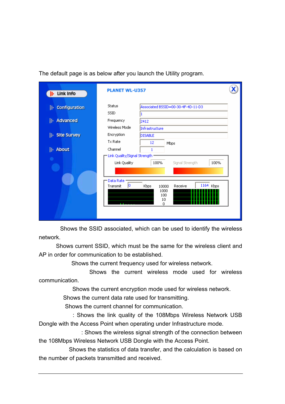 Configuration, 1 link information | Planet Technology WL-U357v2 User Manual | Page 16 / 31