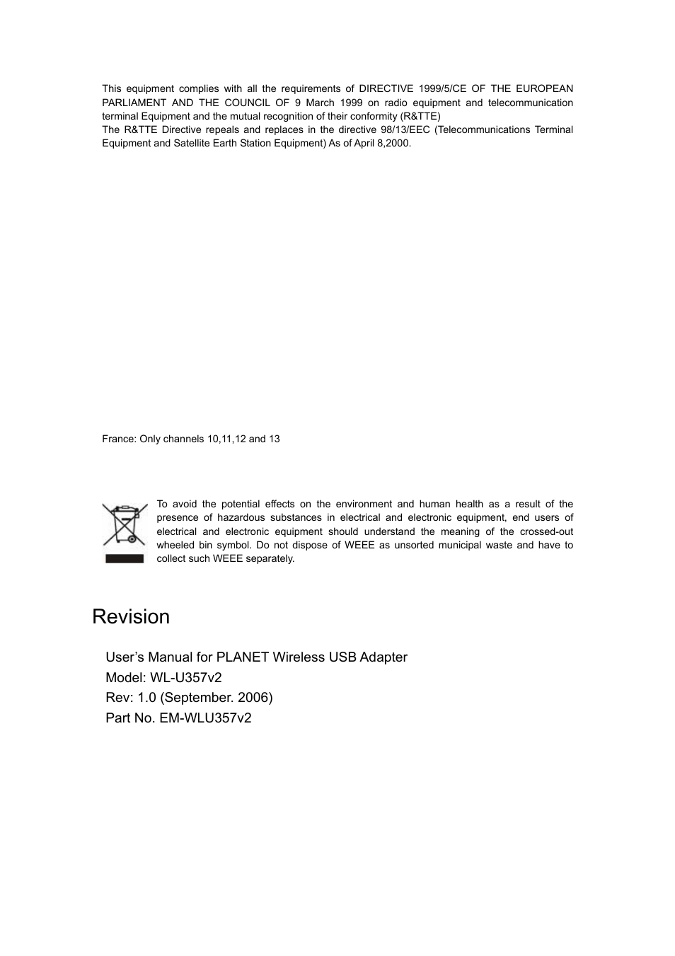 Revision | Planet Technology WL-U357v2 User Manual | Page 3 / 31