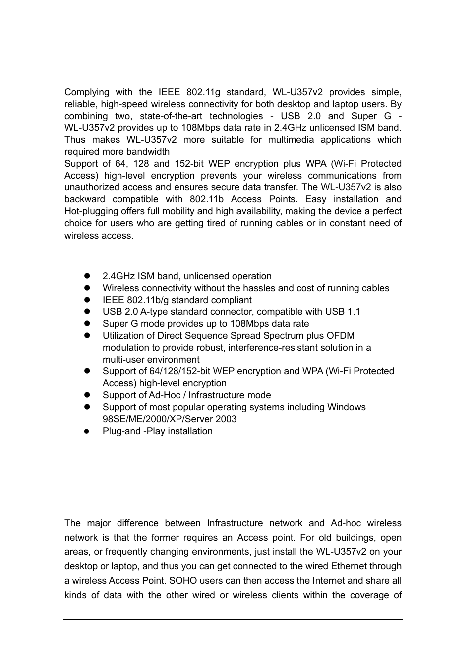 Introduction, 1 features, 2 application | Planet Technology WL-U357v2 User Manual | Page 5 / 31
