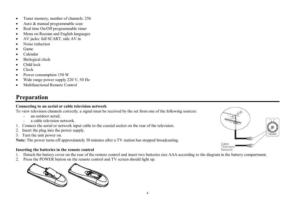 Preparation | Hyundai H-TV2910SPF User Manual | Page 4 / 29