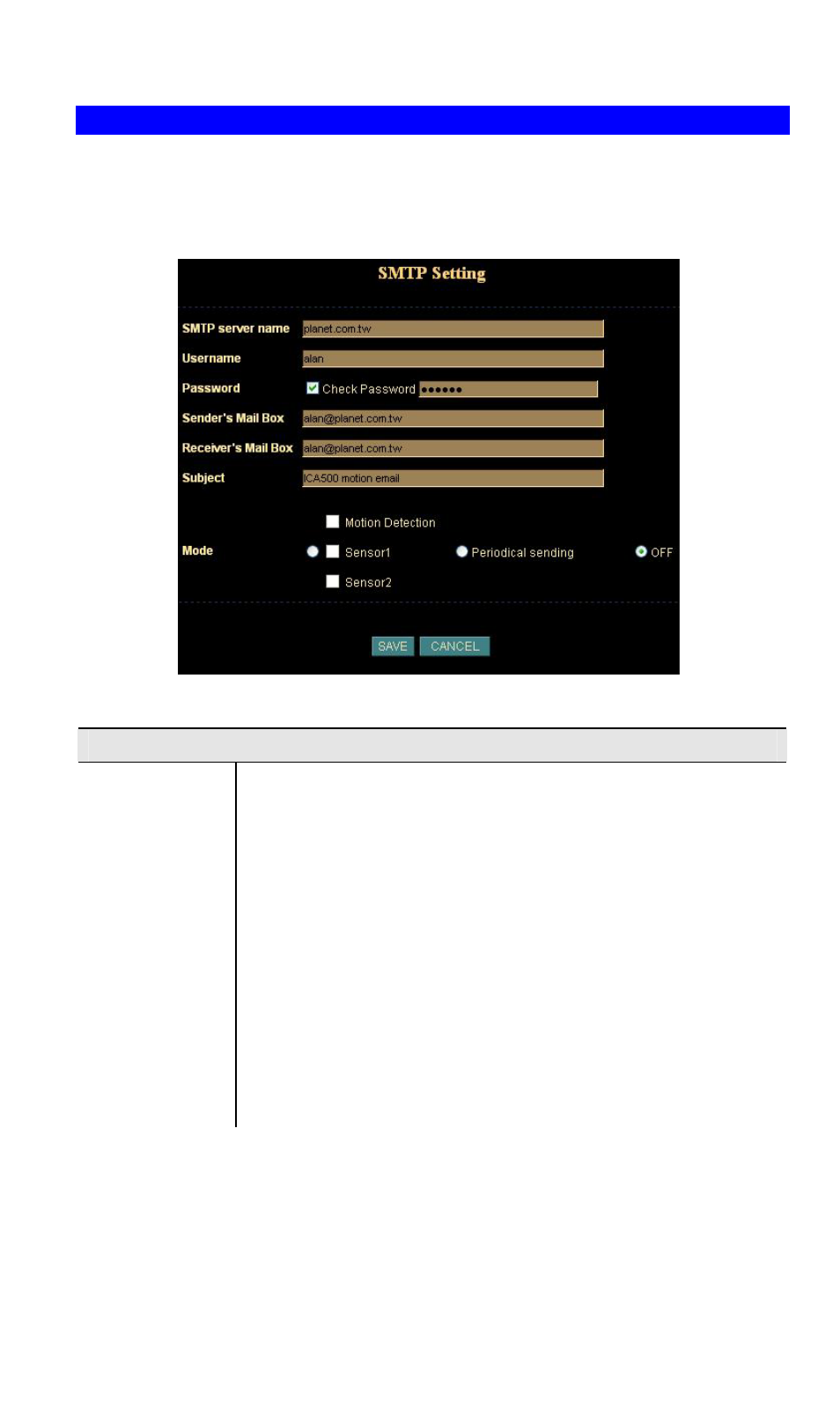 Smtp screen | Planet Technology ICA-650 User Manual | Page 38 / 78