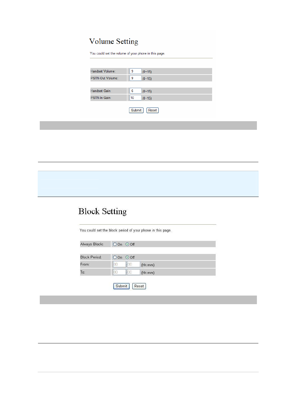 Block setting, Dial plan settings | Planet Technology VIP-321 User Manual | Page 21 / 63