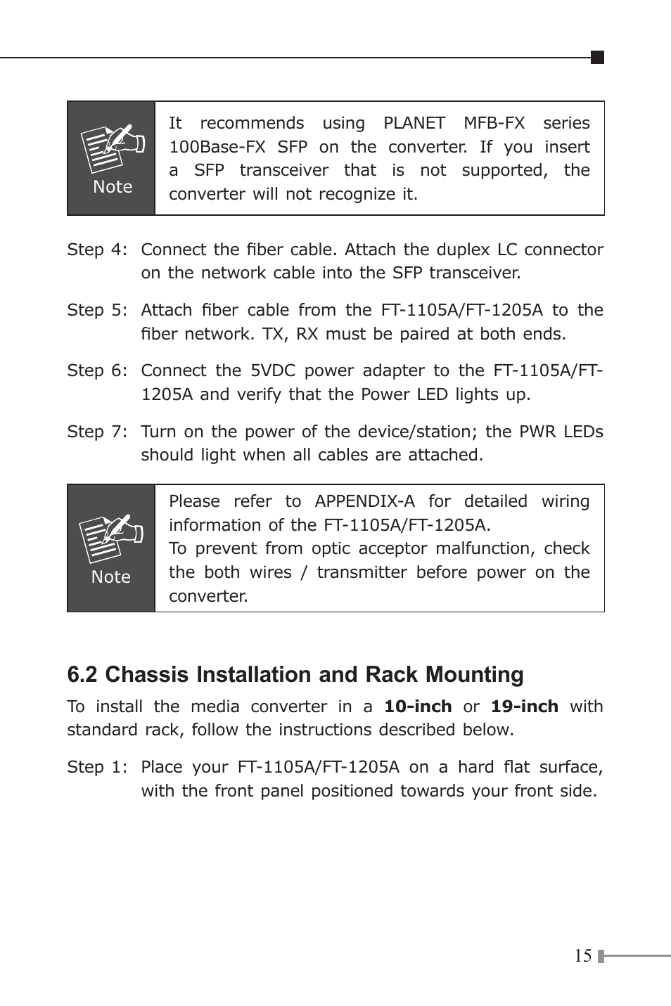 2 chassis installation and rack mounting | Planet Technology FT-1205A User Manual | Page 15 / 24