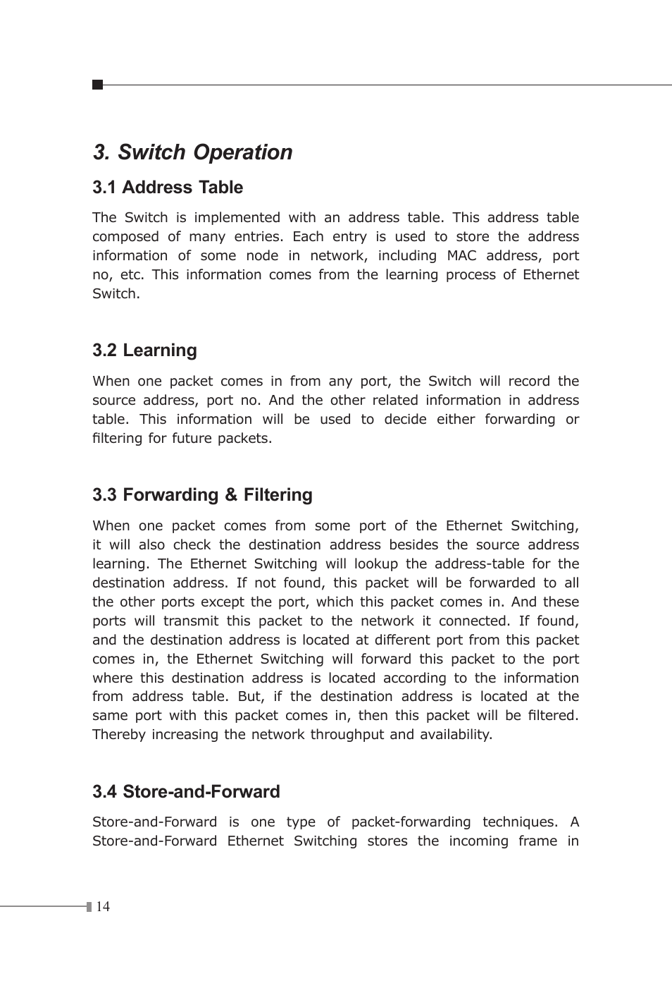 Switch operation | Planet Technology FGSW-2620 User Manual | Page 15 / 22