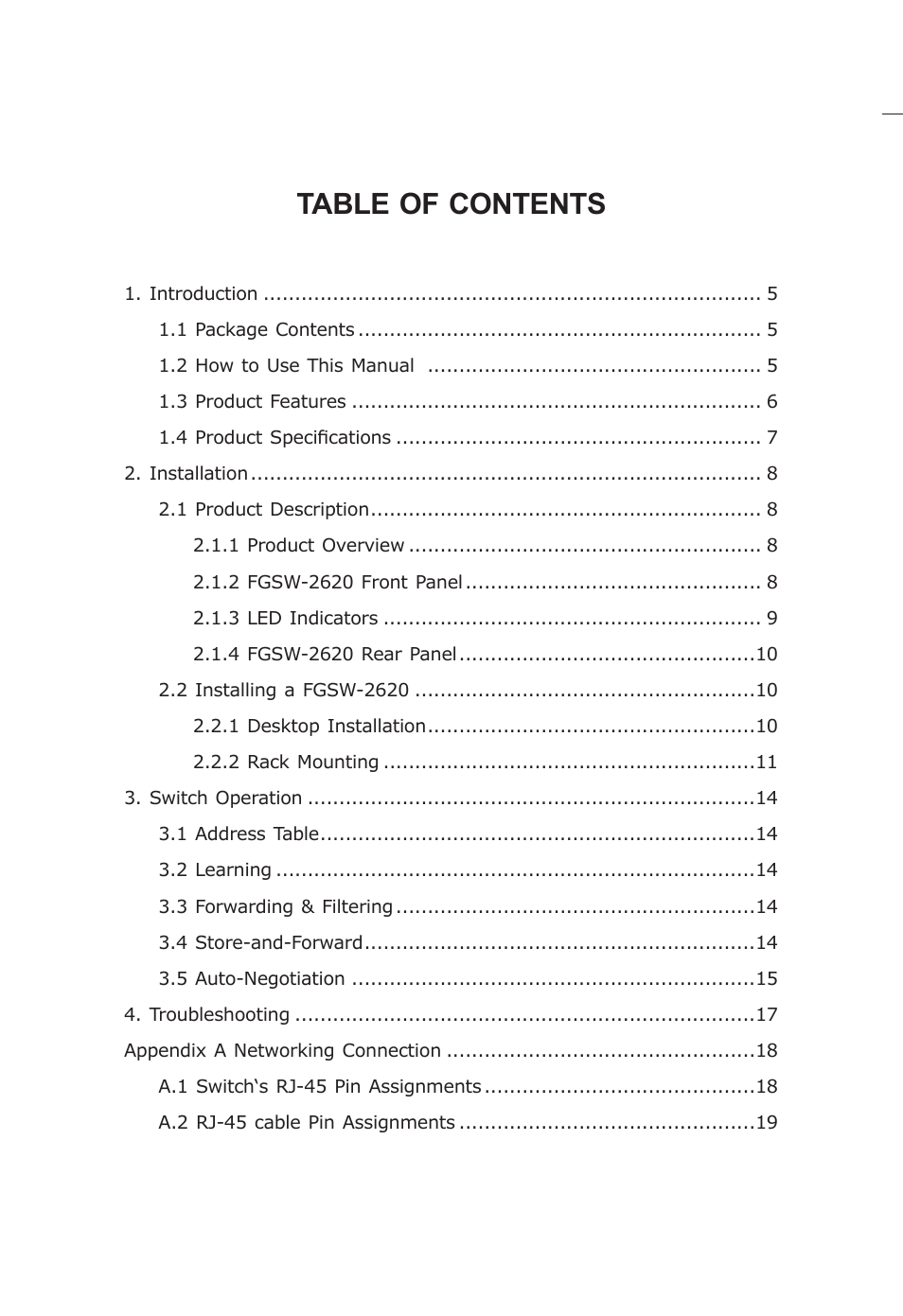 Planet Technology FGSW-2620 User Manual | Page 5 / 22