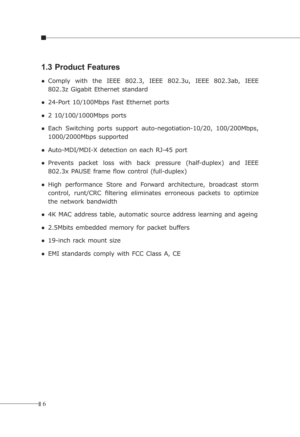 3 product features | Planet Technology FGSW-2620 User Manual | Page 7 / 22