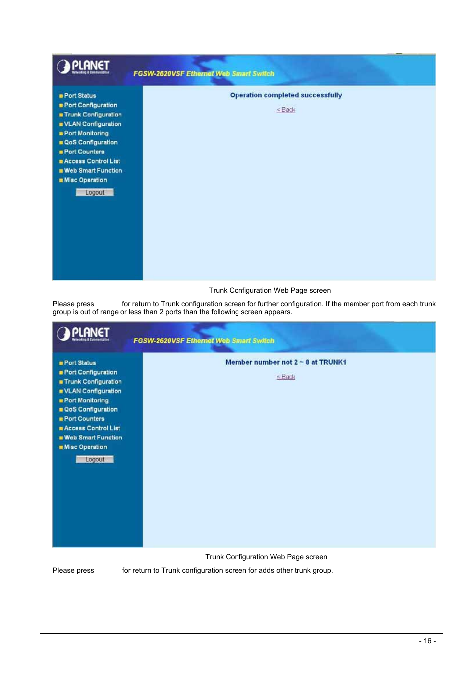 Planet Technology FGSW-2620VSF User Manual | Page 16 / 63