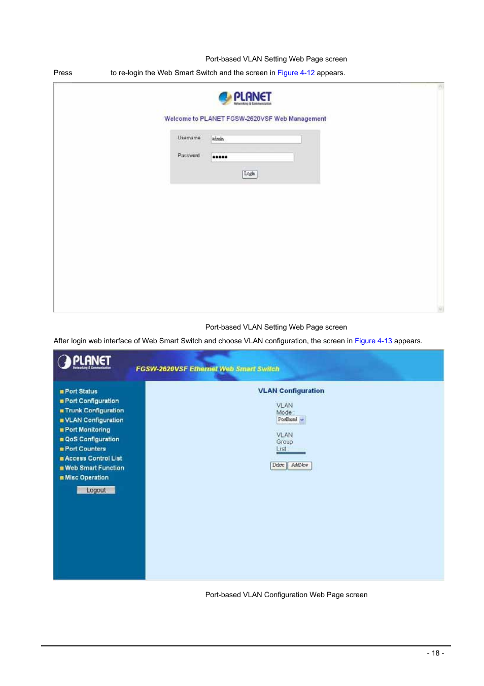 Planet Technology FGSW-2620VSF User Manual | Page 18 / 63