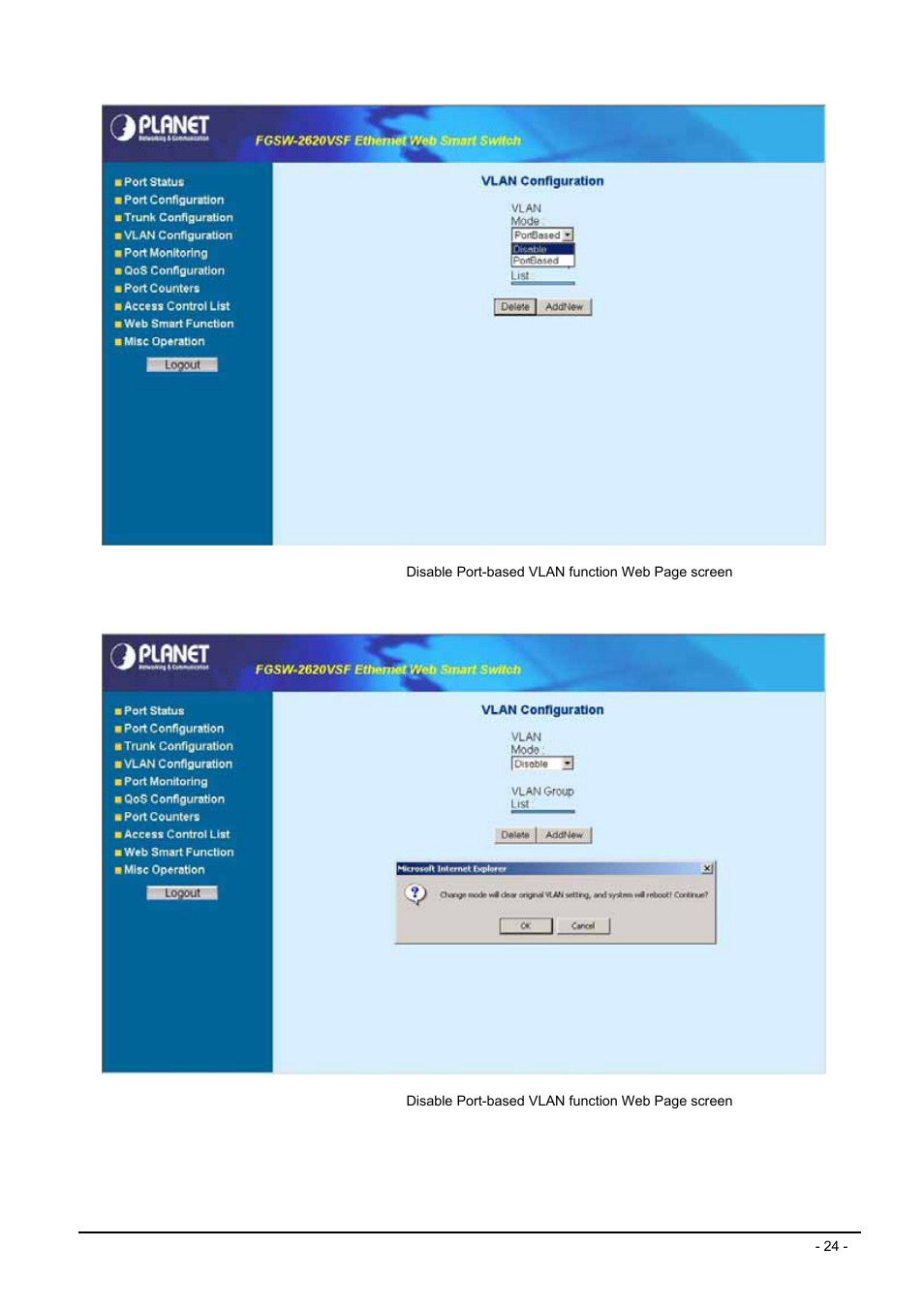 Planet Technology FGSW-2620VSF User Manual | Page 24 / 63