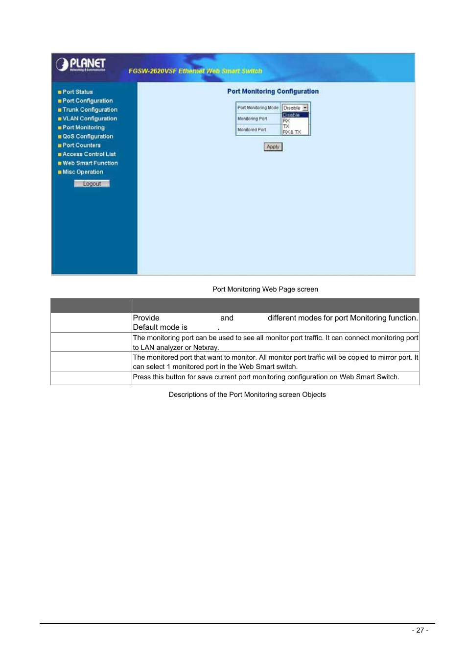 Planet Technology FGSW-2620VSF User Manual | Page 27 / 63