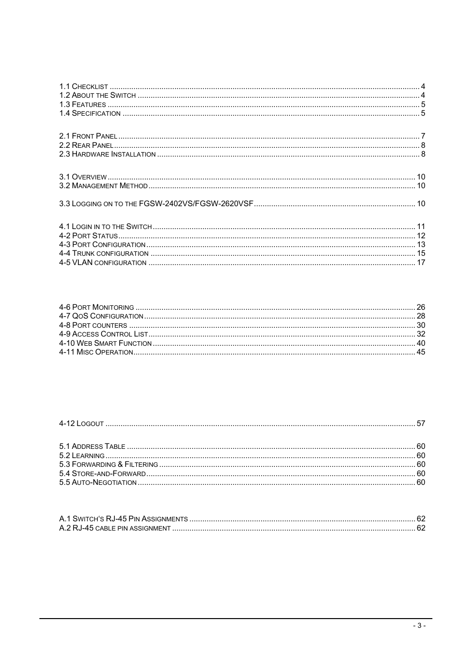 Planet Technology FGSW-2620VSF User Manual | Page 3 / 63