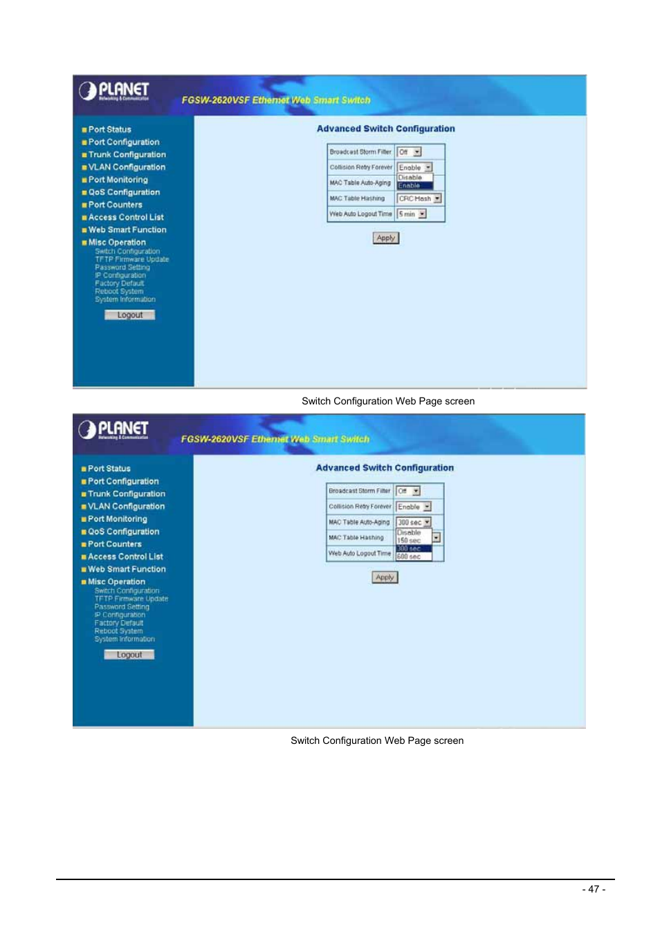 Planet Technology FGSW-2620VSF User Manual | Page 47 / 63