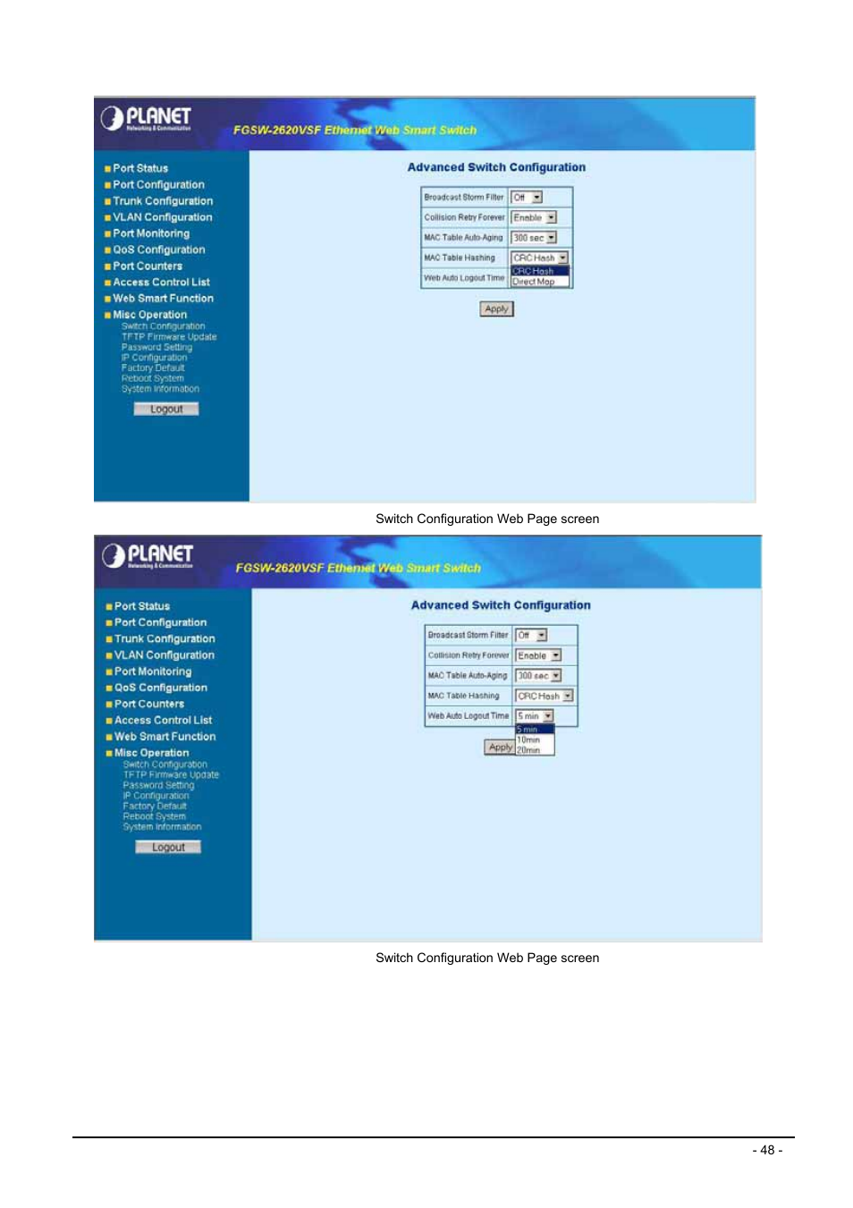 Planet Technology FGSW-2620VSF User Manual | Page 48 / 63