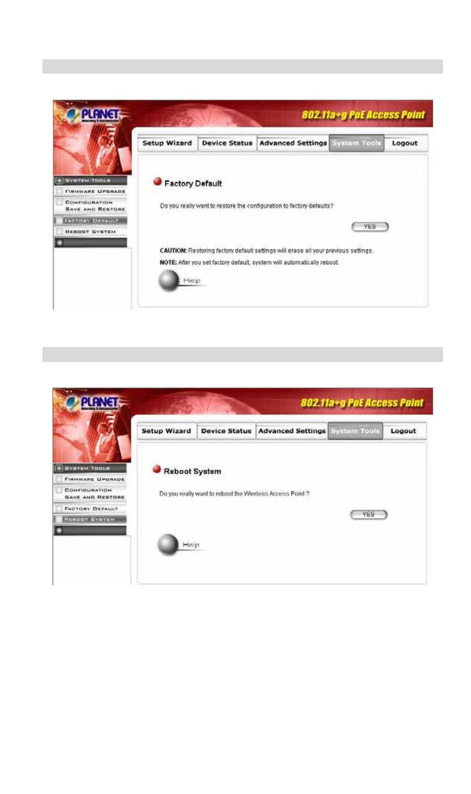 3 factory default, 4 reboot system | Planet Technology WDAP-2000PE User Manual | Page 32 / 53