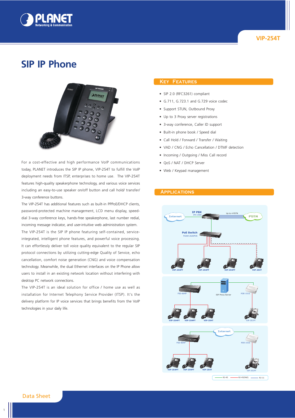 Planet Technology VIP-254T User Manual | 2 pages