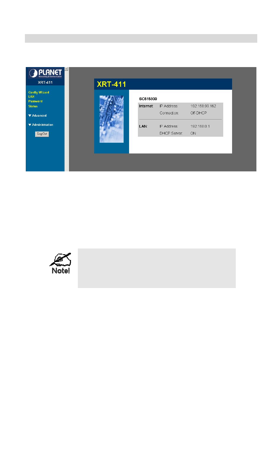 Home screen | Planet Technology XRT-411 User Manual | Page 17 / 99